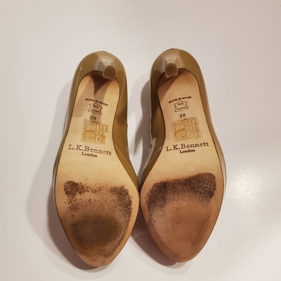 L.K. Bennett Tan Stiletto patent leather sz 36 - Picture 8 of 8
